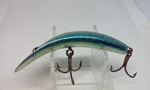 Vintage HELIN FLATFISH U20 blue shiner 3 1/4" wood Diving Crankbait Fishing Lure - Picture 1 of 7