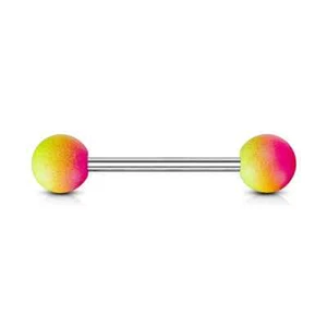 Bicolor Pink Yellow Rubber Tongue Piercing - Picture 1 of 1