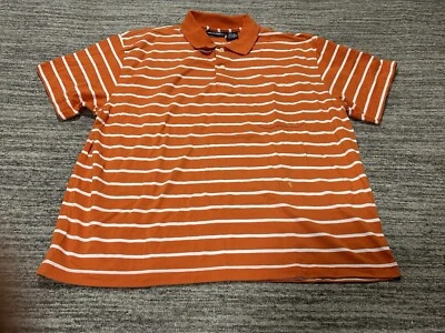 Puritan Shirt Adult Extra Large Orange Striped Polo Golf Short Sleeve Casual Men - Image 1 of 4
