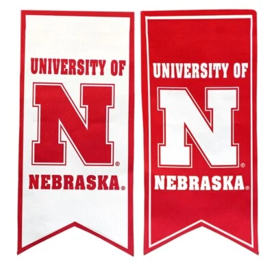 内布拉斯加州 Cornhuskers 旗帜 红色 侧面 白色 12.5 x 28 英寸 NCAA 常绿 — 第 1/4 张图片