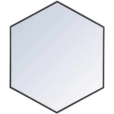Pemberly Row 32" x 38" Hexagonal Metal Frame Mirror in Black - Image 1 of 4