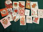 Vintage Valentine Card Lot for Crafts, Featuring Midcentury Elegant Cards, 18