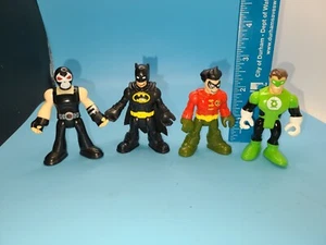 Lot of 4 Fisher Price Mattel Imaginext figures Batman Green Lantern Robin Bane - Picture 1 of 2