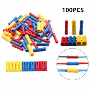 100PCS Insulated Straight Butt Electrical Wire Connectors Cable Crimp Terminals - Picture 1 of 7