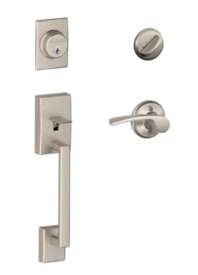 Juego de manijas Schlage F60 CEN 619 MER RH níquel satinado siglo con palanca Merano Foto 1 de 3