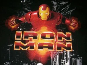 Iron Man Mark II 2 2008 Movie MCU Marvel Black T-shirt Boys Large 14-16 used - Picture 1 of 2