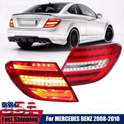 Pair LED Tail Light For Mercedes Benz W204 C-Class 2007-2014 Rear Brake Lamp - Image 1 of 4