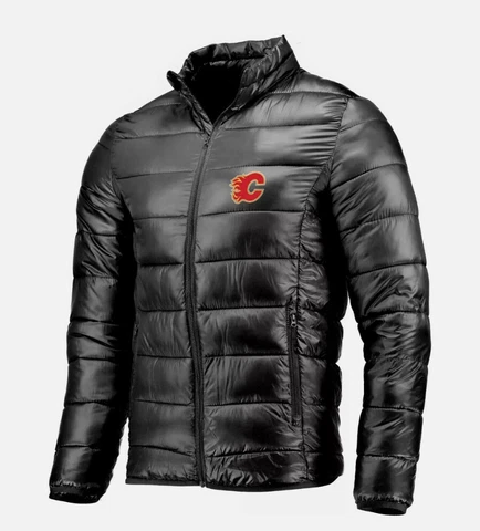 Calgary Flames Fanatics Branded Polyester Puffer Jacket Black Men's Size L NEW Cover