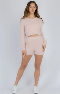 Long Sleeve Shirred Cuff Top and Short Set - Picture 1 of 6