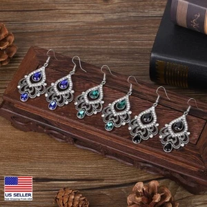 Gorgeous Women Ancient Bohemian Earrings Crystal Hollow Baroque Flowers 1503 - Picture 1 of 9