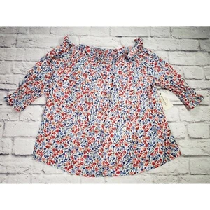 St. Johns Bay Damenbluse Petite Größe PXL Fasanenstil Blumenmuster - Bild 1 von 6