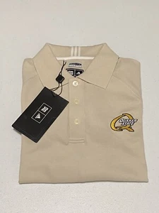 ADIDAS Climalite Quaker State Motor Oil EMBROIDERED Polo shirt Tan Small S - Picture 1 of 7