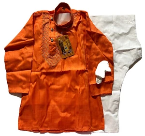 Naranja NUEVO Niños Talla 20 India Pakistán 1-2 años Kurta Pijama Bollywood Algodón-2 piezas - Imagen 1 de 12