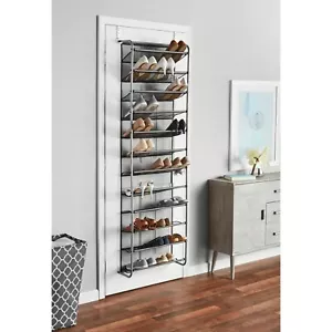 12-Tier Over The Door Shoe Rack, Metal, Gray - Picture 1 of 3
