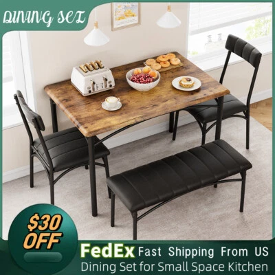 Dining Set Table w/ Upholstered Bench & Chairs Dinette for Small Space  Kitchen - Image 1 of 4