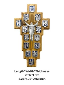 Beautiful Handcrafted Olive Wood Stations of the Cross Set Hanging- Unique - Picture 1 of 6