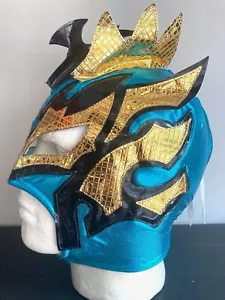 KALSTO mexikanische Wrestlingmaske BLAU UND GOLD Luchador Lucha Libre - Erwachsenengröße - Bild 1 von 4