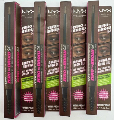 4PK NYX Zero To Brow Gel Longwear Brow Gel ~ WATERPROOF~ 0.06 FL OZ EA~CHOCOLATE - Image 1 of 2