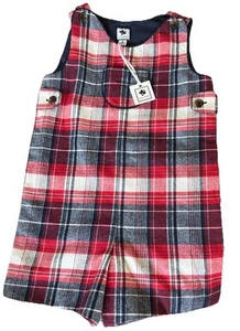 Busy Bees Jungen Shorts Strampler Einteiler rot kariert Weihnachten/Urlaub Größe 4 neu mit Etikett - Bild 1 von 6