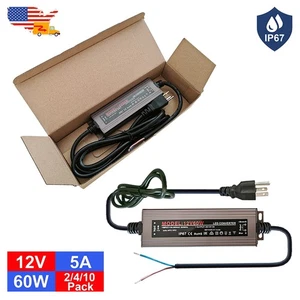 Outdoor AC 110V To DC 12V Waterproof Adapter 60W 5A 12V Transformer Led Driver - Picture 1 of 12