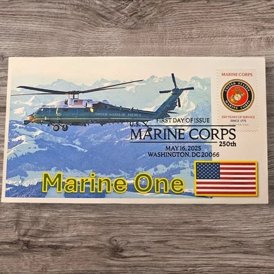 2025 Marines Stamp First Day Cover USA FDC Marine One Chopper Helicopter US FDC - Image 1 of 2