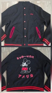 Disney x Forever 21 Mickey Mouse Button up Black Varsity Bomber Jacket Size XL - Picture 1 of 14