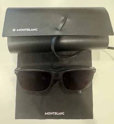 Óculos de Sol Masculino Montblanc MB0249S 001 – Preto Fosco (59 17–145, Fabricado na Itália) - Imagem 1 de 3