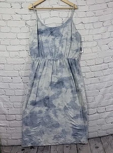Old Navy Dress Womens XL Waist Defined Slub-knit Tank Dress Cloudy Sky Print New - Picture 1 of 12