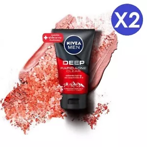2X150G Nivea Men Mud Foam Deep Rapid Acne Prevent Bacteria Face Wash Cleanser - Picture 1 of 12