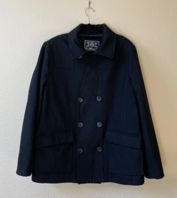 Chaqueta Abrigo Buffalo David Bitton Para Hombre Lana Negra Doble Pecho Guisante XL USADA EN EXCELENTE ESTADO Foto 1 de 2