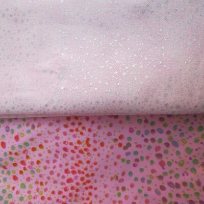 Pink Purple Silver Bundle 1 yard total Cotton Quilt Fabric Craft Material - Image 1 of 3