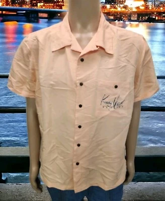 BANANA SPLIT BUTTON UP SHIRT KEY WEST FLORIDA Hawaiian PEACH ~ Men's Large  - Image 1 of 4