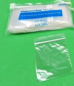 100 3"x4" Zippit Bags Clear 2MIL Poly LDP Reclosable Zip Seal Bags Small Baggies - Picture 1 of 4