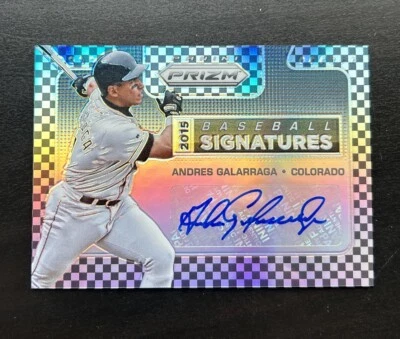 2015 PANINI PRIZM ANDRES GALARRAGA AUTOGRAPHED SILVER PRIZM CARD #87/99 - Image 1 of 2