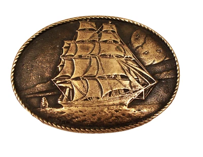 Hebilla de cinturón Heritage Mint vintage "American Clipper" de latón macizo 1976 Foto 1 de 3