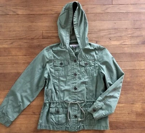 JUSTICE Girls Army Green Utility Military Style Lightweight Hooded Jacket sz 18 - Picture 1 of 3