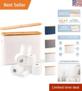 Modern Rectangular Bamboo Toilet Paper Bin - Spacious Bathroom Accessory - Picture 1 of 9