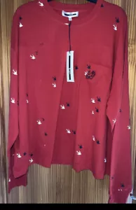 Alexander McQueen Tshirt Red Long Sleeved New Tags Mcq Birds Pattern - Picture 1 of 9
