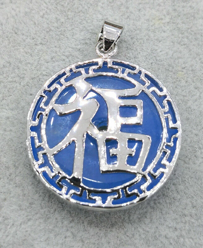 Collar Colgante Redondo Bendición Fortuna Chapado en Oro Ágata Jade Rosa Púrpura Verde Foto 1 de 4