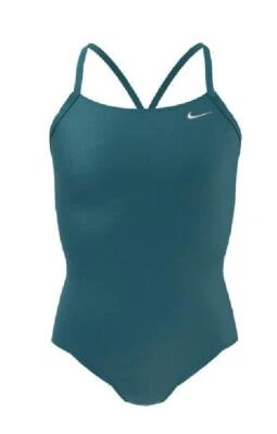 Camiseta sin mangas Nike Swim para niñas de poliéster recortada de una pieza abeto brillante Foto 1 de 3