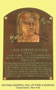 Postcard Hack Wilson Chicago Cubs Baseball HOF Hall of Fame Cooperstown MINT