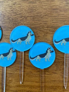 Set of Six New Acrylic German Shepherd GSD Dog Cupcake Picks Cake Toppers - Picture 1 of 5