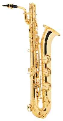 Sassofono Baritone Ottone Sax Basso Set Bocchino Tracolla Panno Politura Brass - Immagine 1 di 4