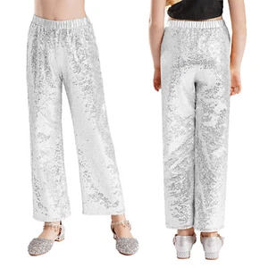 Kids Girls Dance School Pants Active Trousers Sequins Streetwear Loose Bottoms - Picture 1 of 73