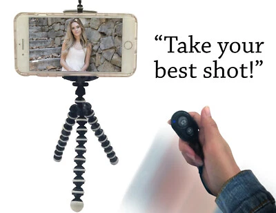 Mini Flexible Octopus Tripod Remote Bluetooth Shutter for iPhone Android Cameras - Image 1 of 4