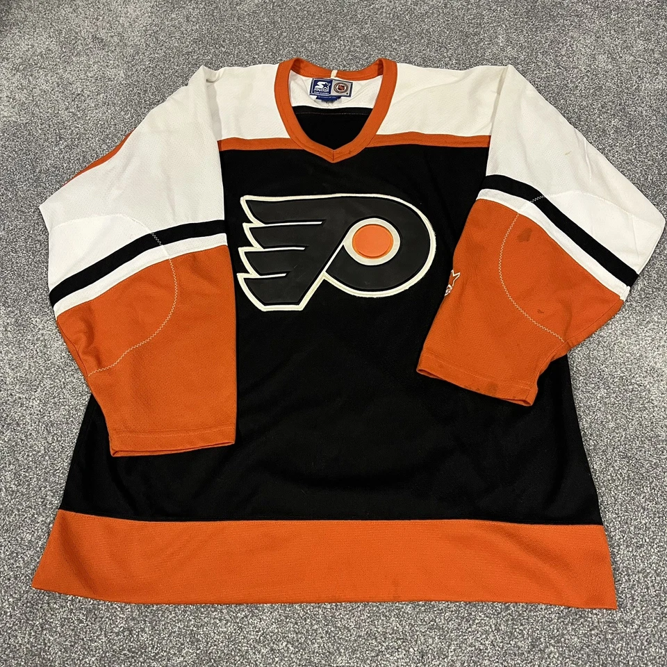 Camiseta deportiva vintage rara automática Philadelphia Flyers cosida para hombre NHL espalda en blanco Foto 1 de 4