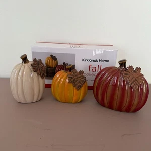 Kirklands Home Fall Ceramic Pumpkins Autumn Decor Set Of 3 - Picture 1 of 6