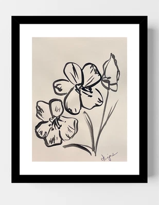 瓜哈多原版新表现主义雅各布梯子花卉12X9纸签名艺术 — 第 1/4 张图片