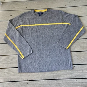 Y2K Aeropostale Herren XL grau Pullover Sweater neu mit Etikett gelb Streifen Retro Rundhalsausschnitt - Bild 1 von 8