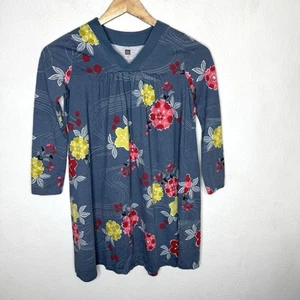 Tea Collection Girls Size 10 Japan Riko Trapeze Dress Blue Floral Tunic Cotton - Picture 1 of 11
